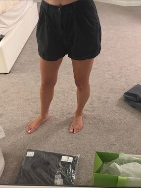 100% Cotton Black High-Waist Vintage Shorts